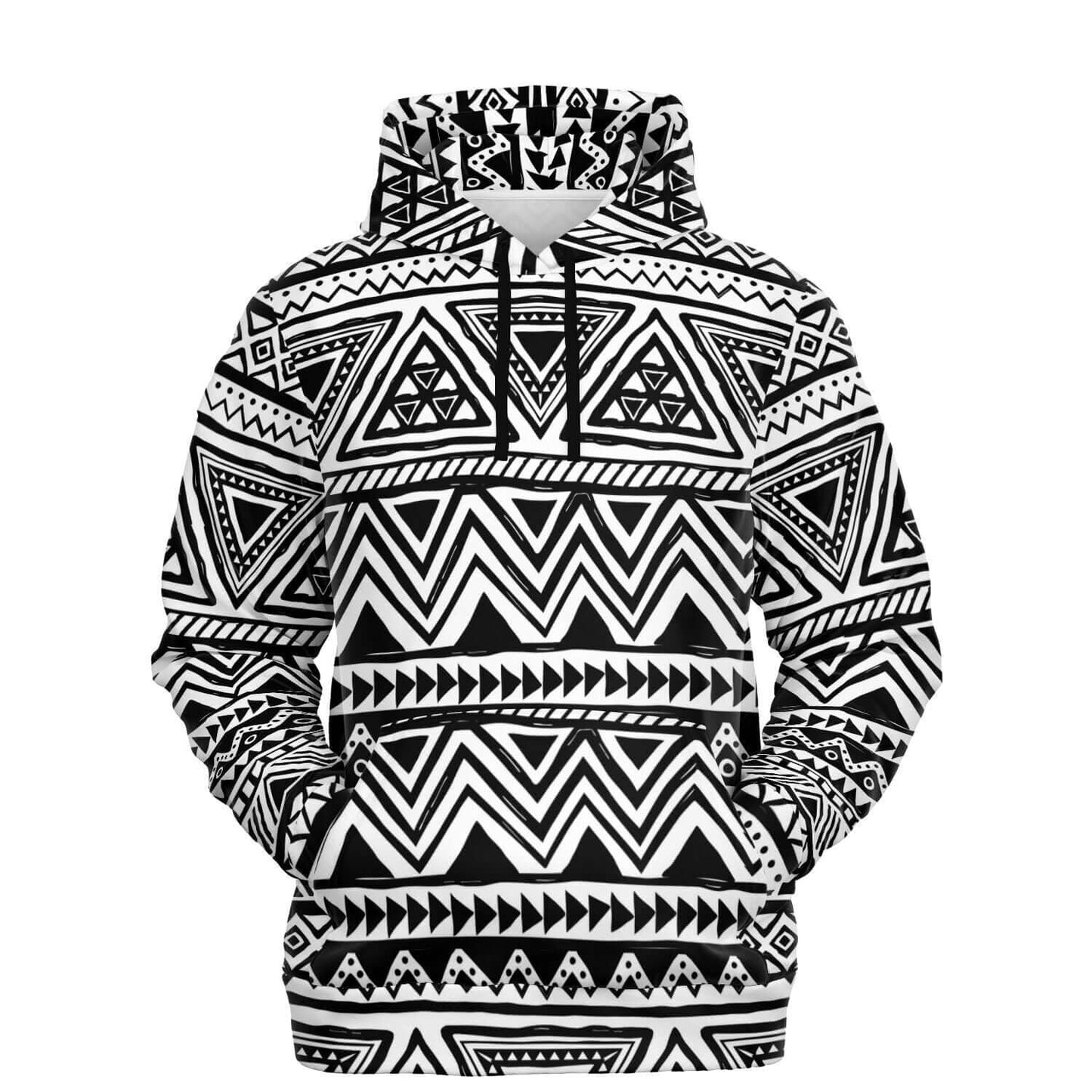 Black & White Tribal Hoodie | Aztec Ethnic Pattern