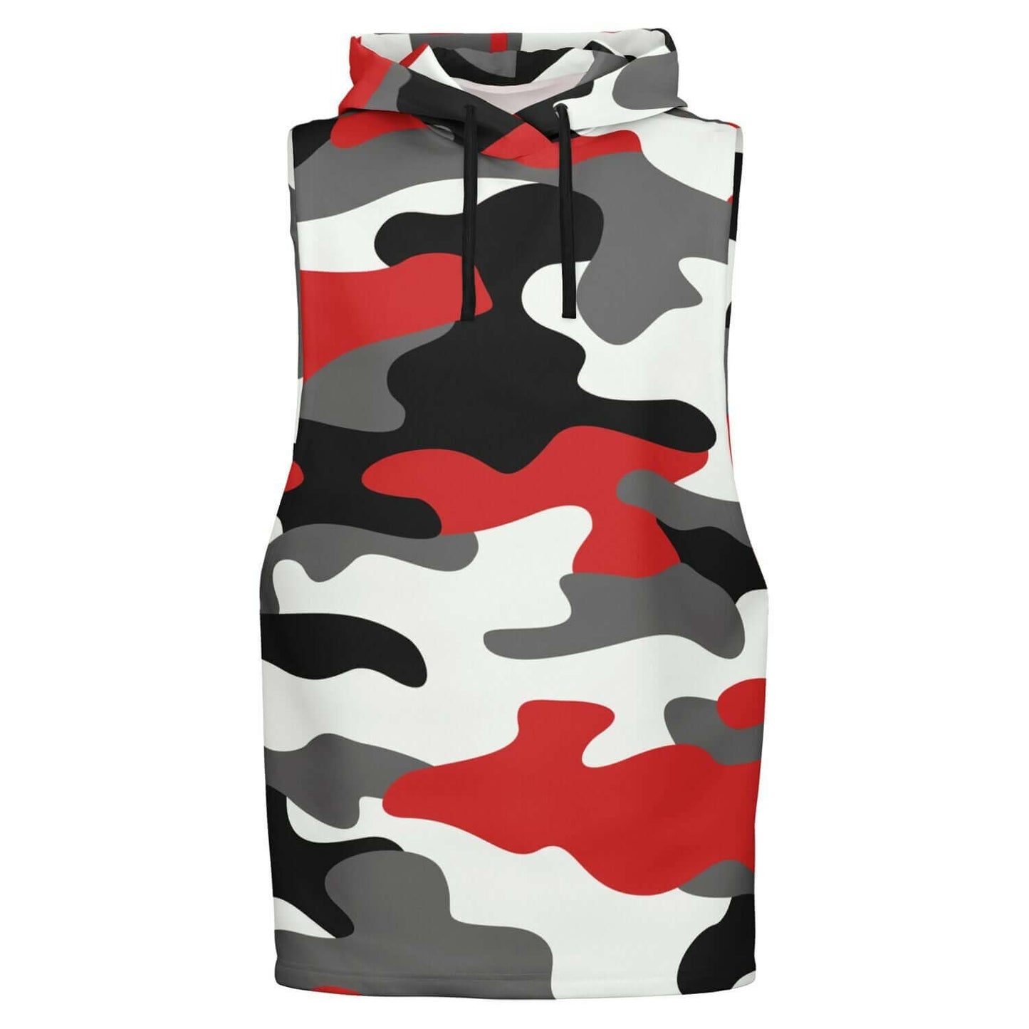 Red Black & White Camo Sleeveless Hoodie