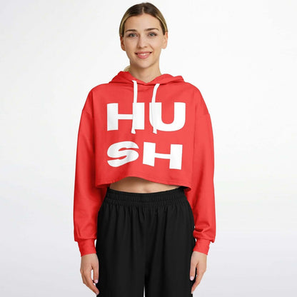 Red HUSH Cropped Hoodie
