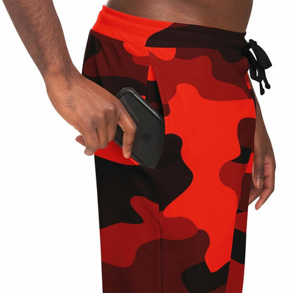 Scarlet Red & Black Camo Track Pants | Unisex