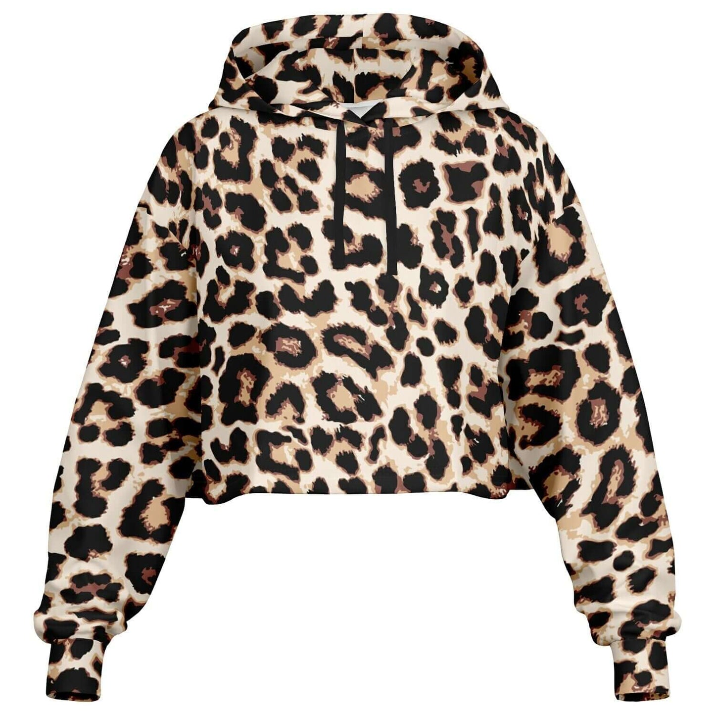 Leopard Cropped Hoodie | Black & Cream Pattern