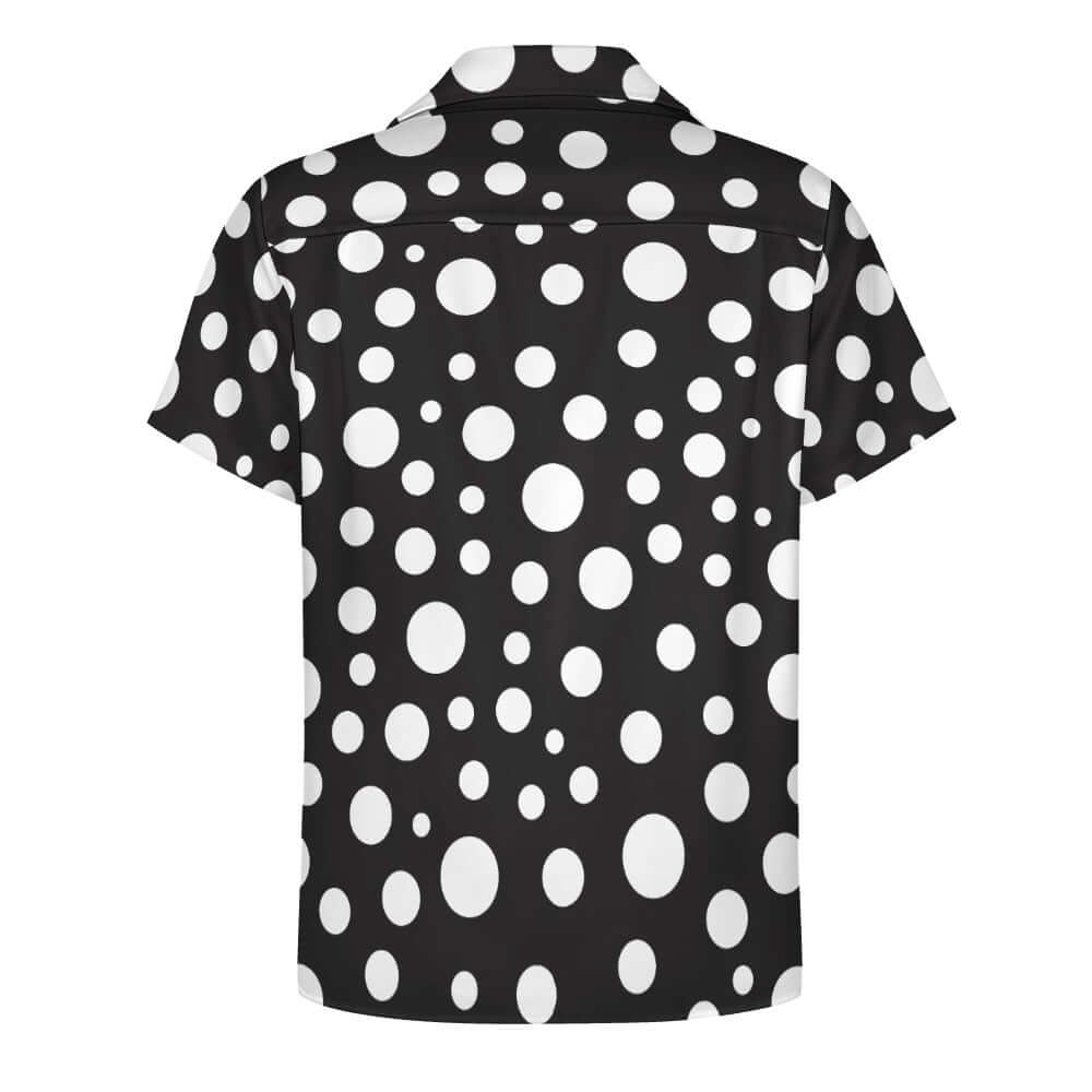 Polka Dot White & Black Cuban Collar Shirt