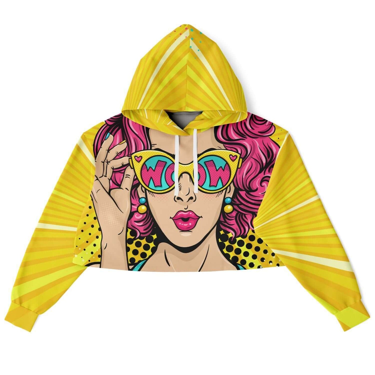 WOW Lady Yellow Cropped Hoodie