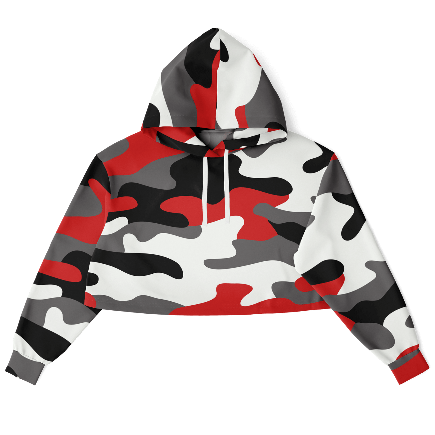 Red Black & White Camo Cropped Hoodie