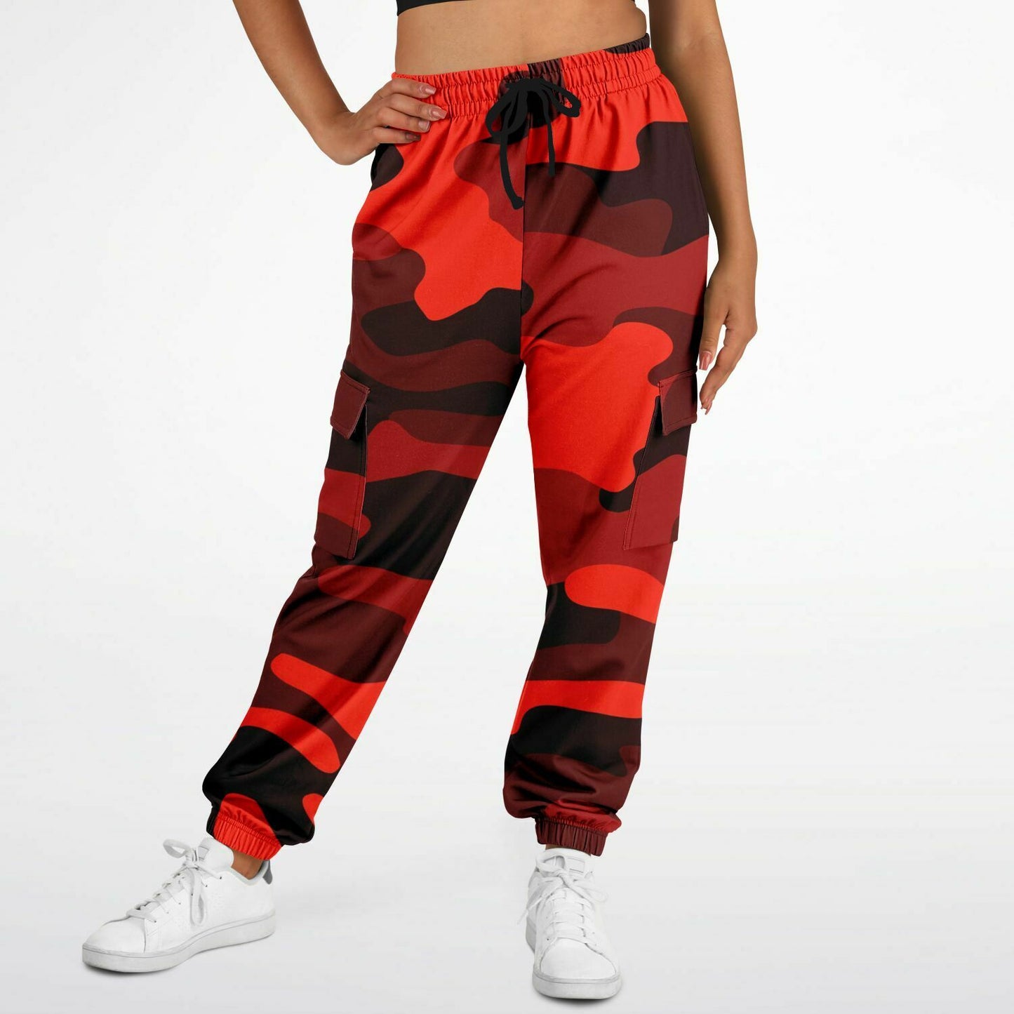 Scarlet Red & Black Camouflage Cargo Sweatpants