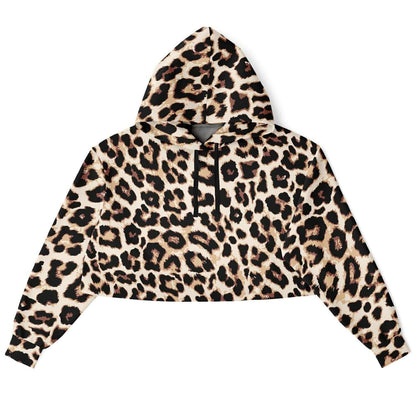 Leopard Cropped Hoodie | Black & Cream Pattern