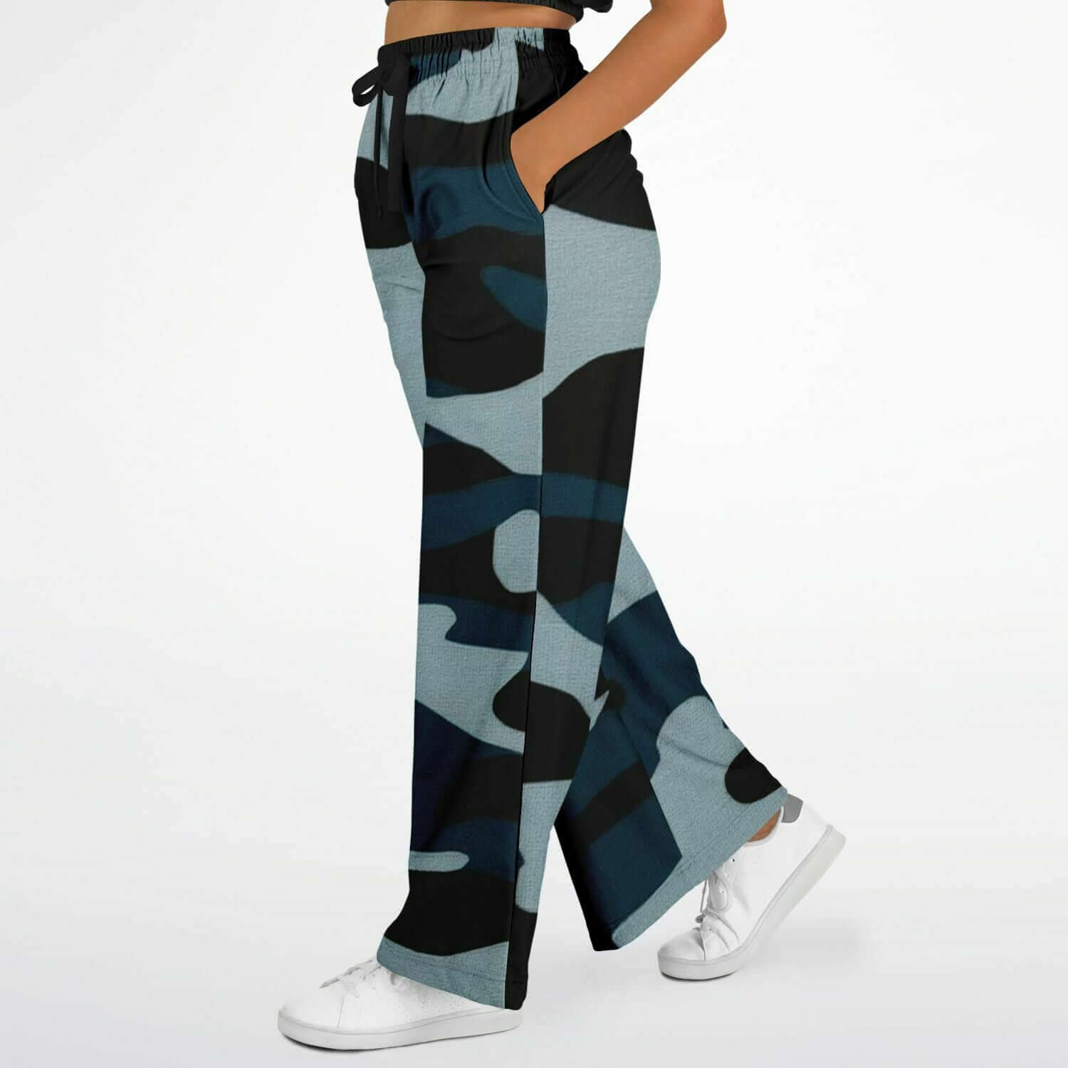 Women's Wide Leg Pants | Commando Blue HD Print