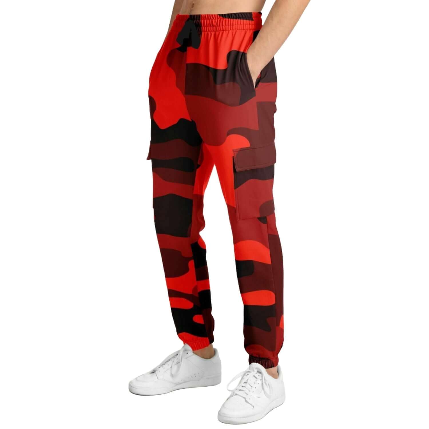 Scarlet Red & Black Camouflage Cargo Sweatpants