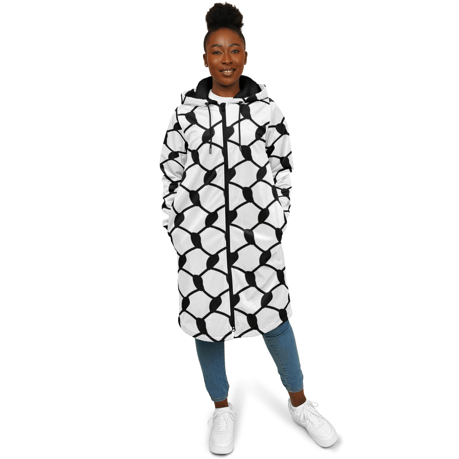 Keffiyeh Cloak With a Zipper | Black & White HD Print