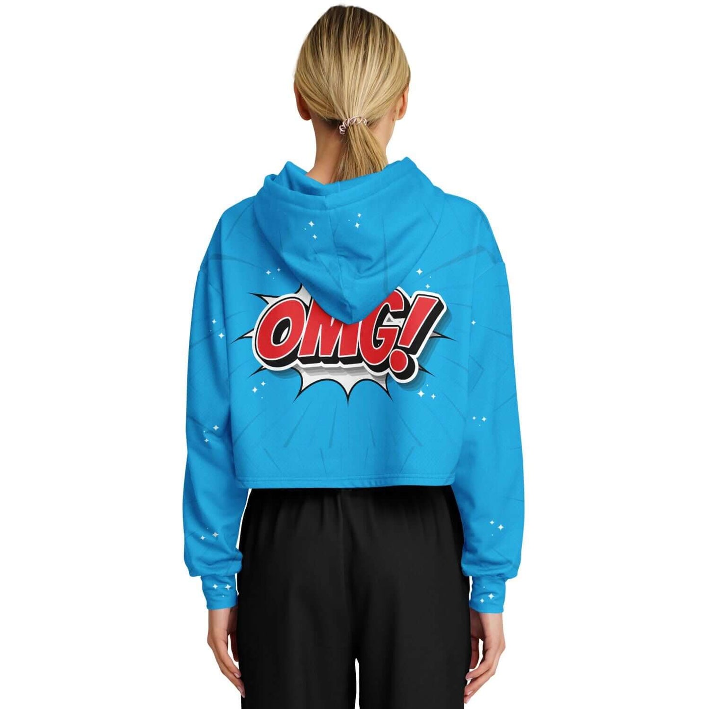 Red & Blue OMG Cropped Hoodie