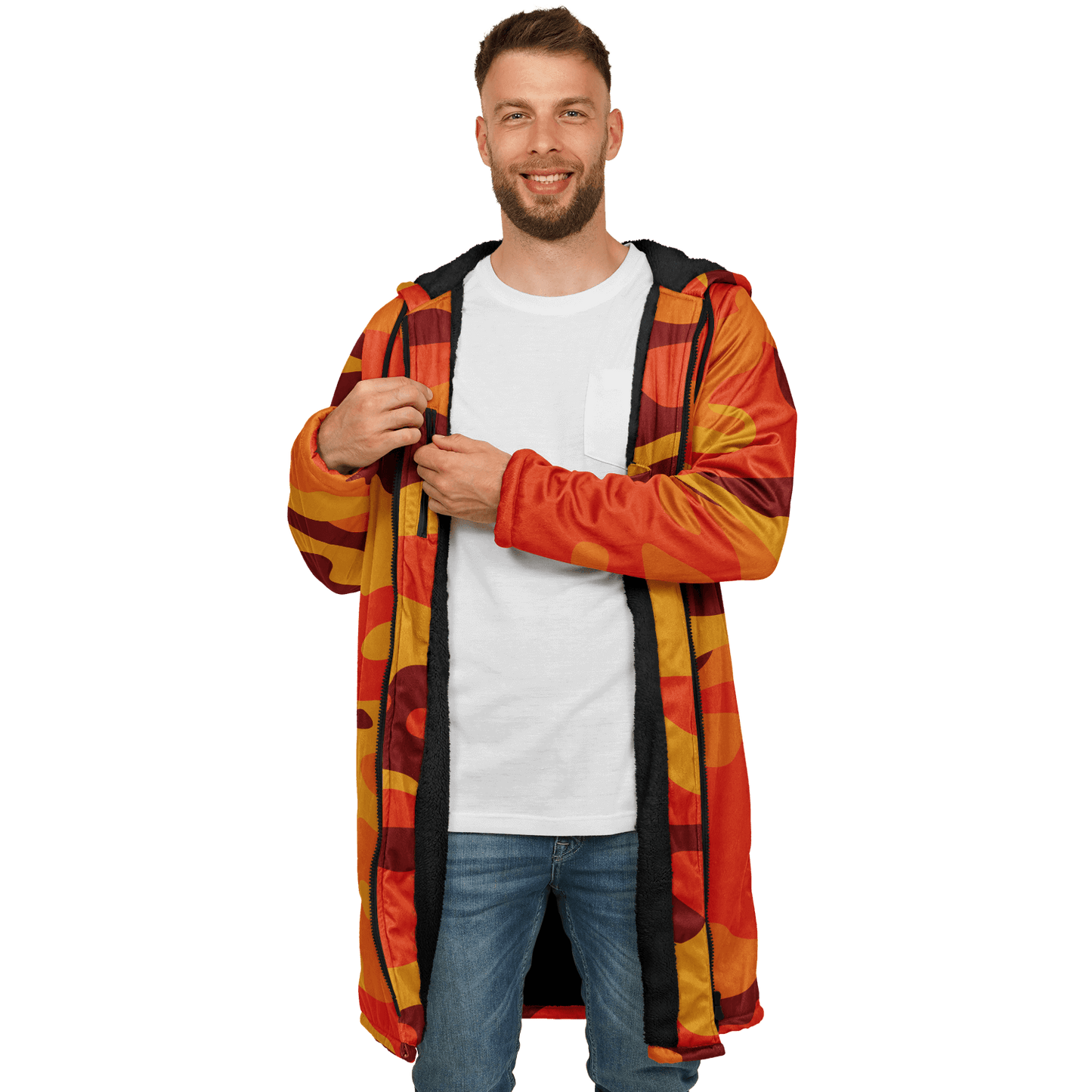 Orange & red Camo Cloak With a Zipper