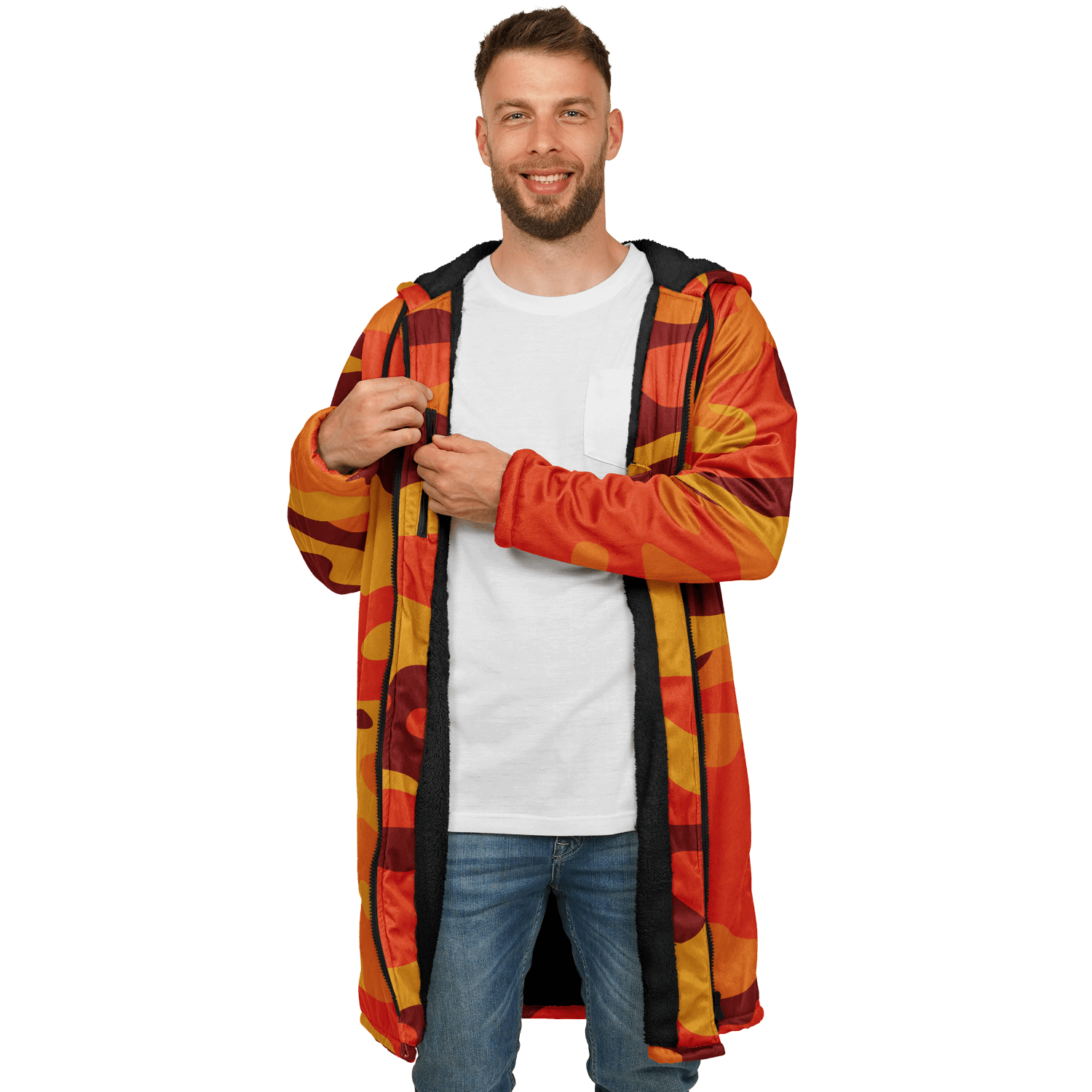 Orange & red Camo Cloak With a Zipper