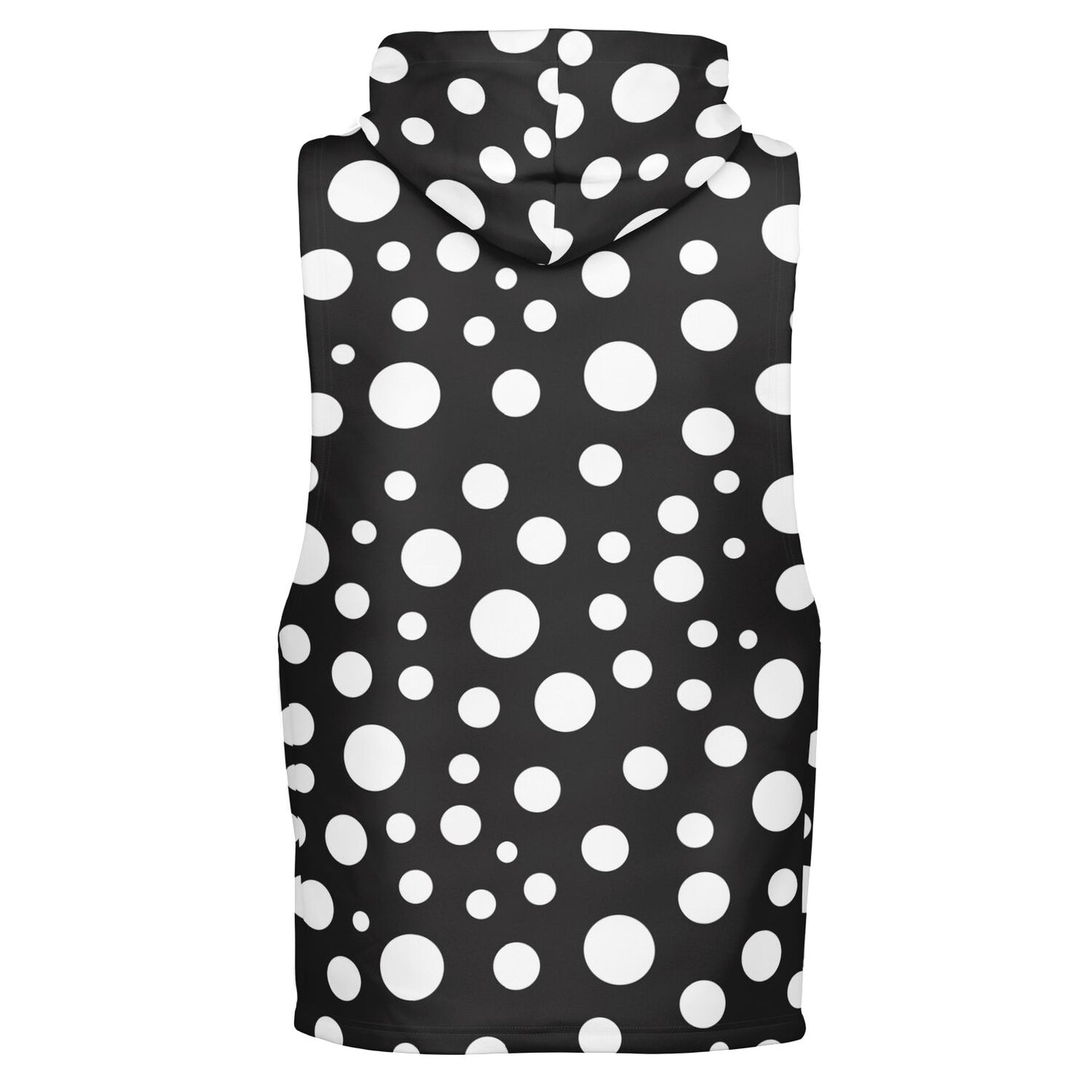 White & Black Polka Dot Sleeveless Hoodie