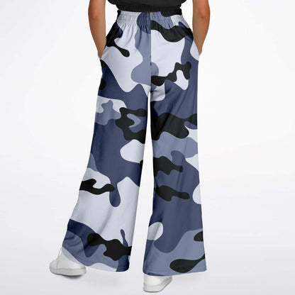 Camo Wide Leg Pants For Women | Blue & Black