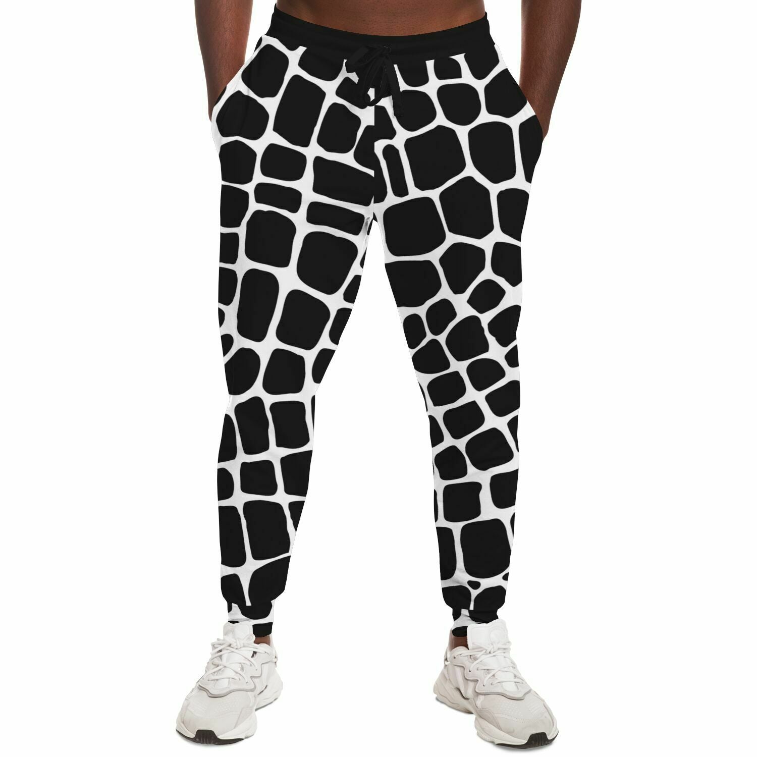 Black & White Snake Track Pants For Men | HD Print