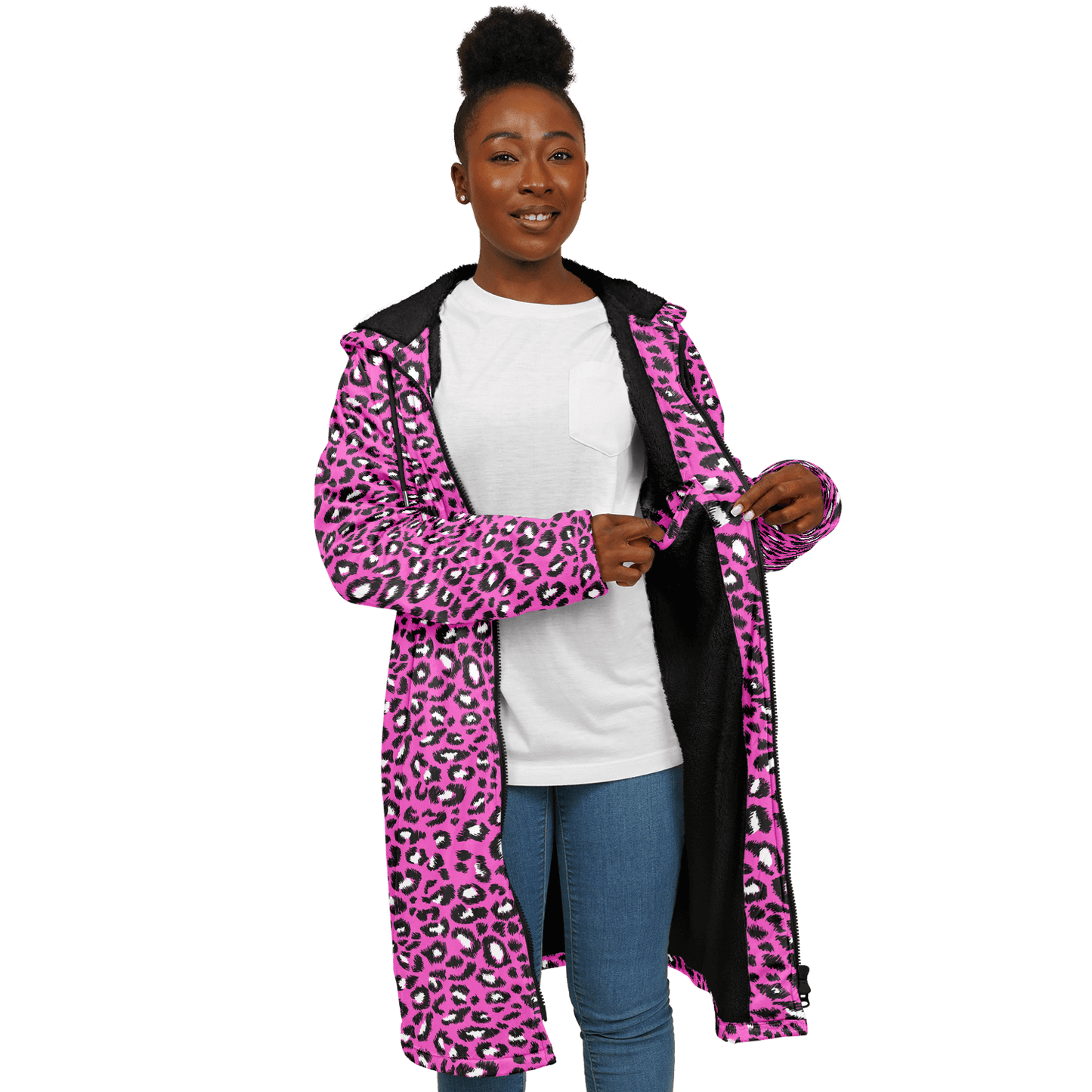 Pink Leopard Cloak With a Zipper