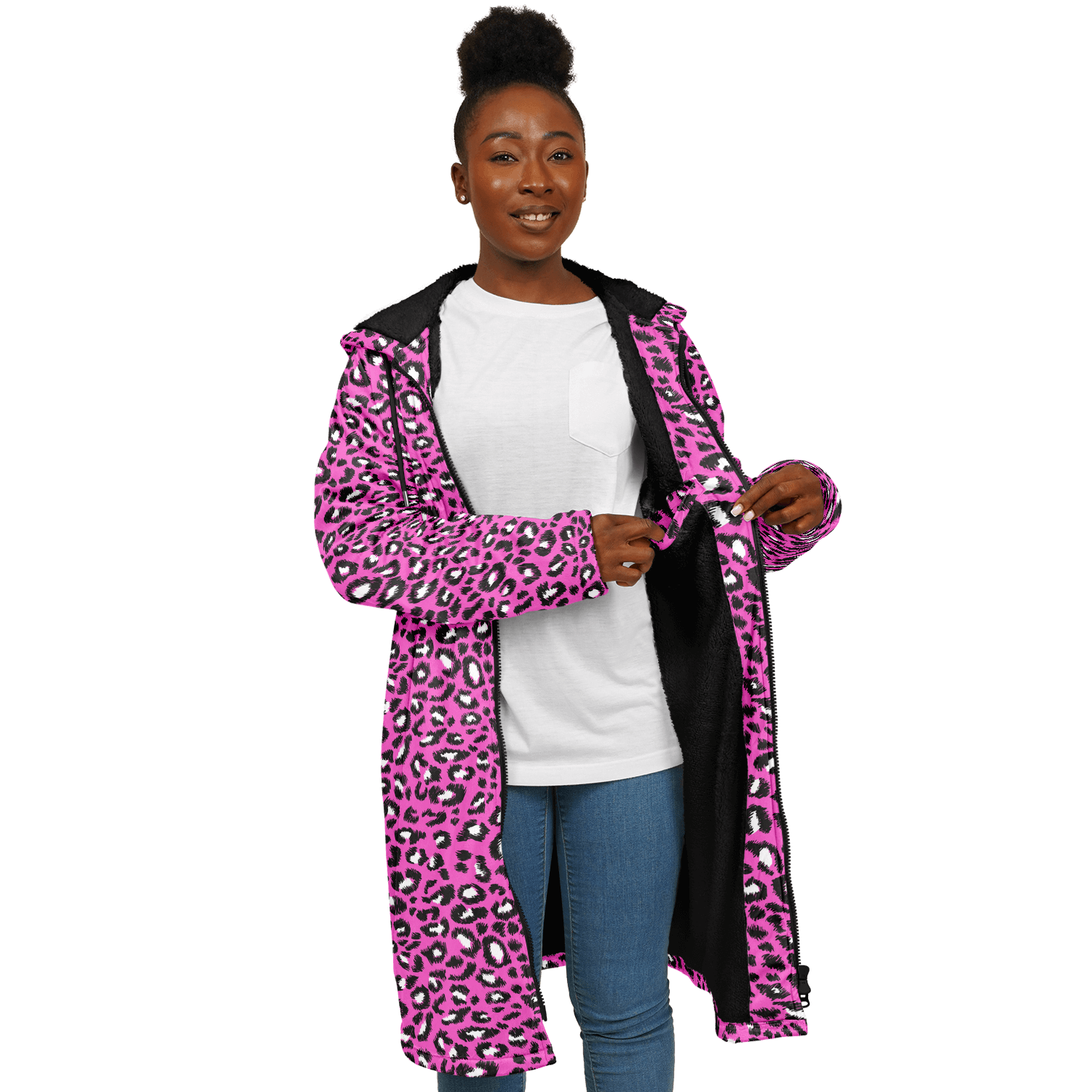 Pink Leopard Cloak With a Zipper