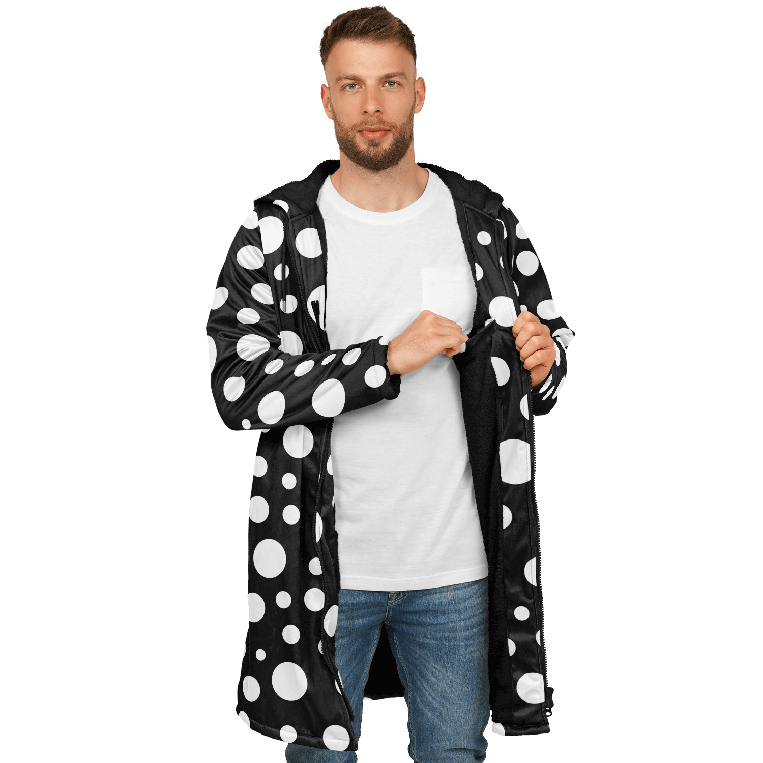 Black & White Polka Dots Cloak With a Zipper