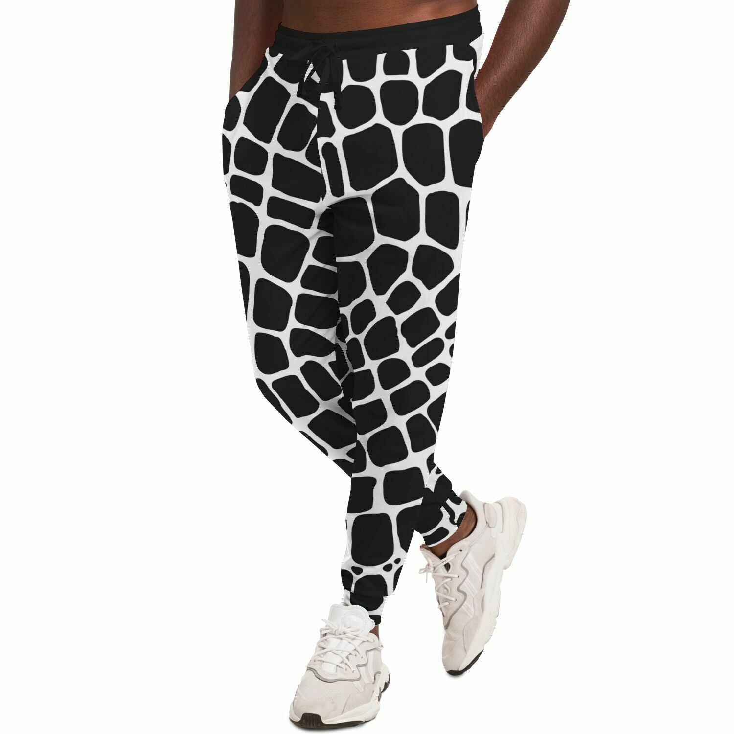 Black & White Snake Track Pants For Men | HD Print