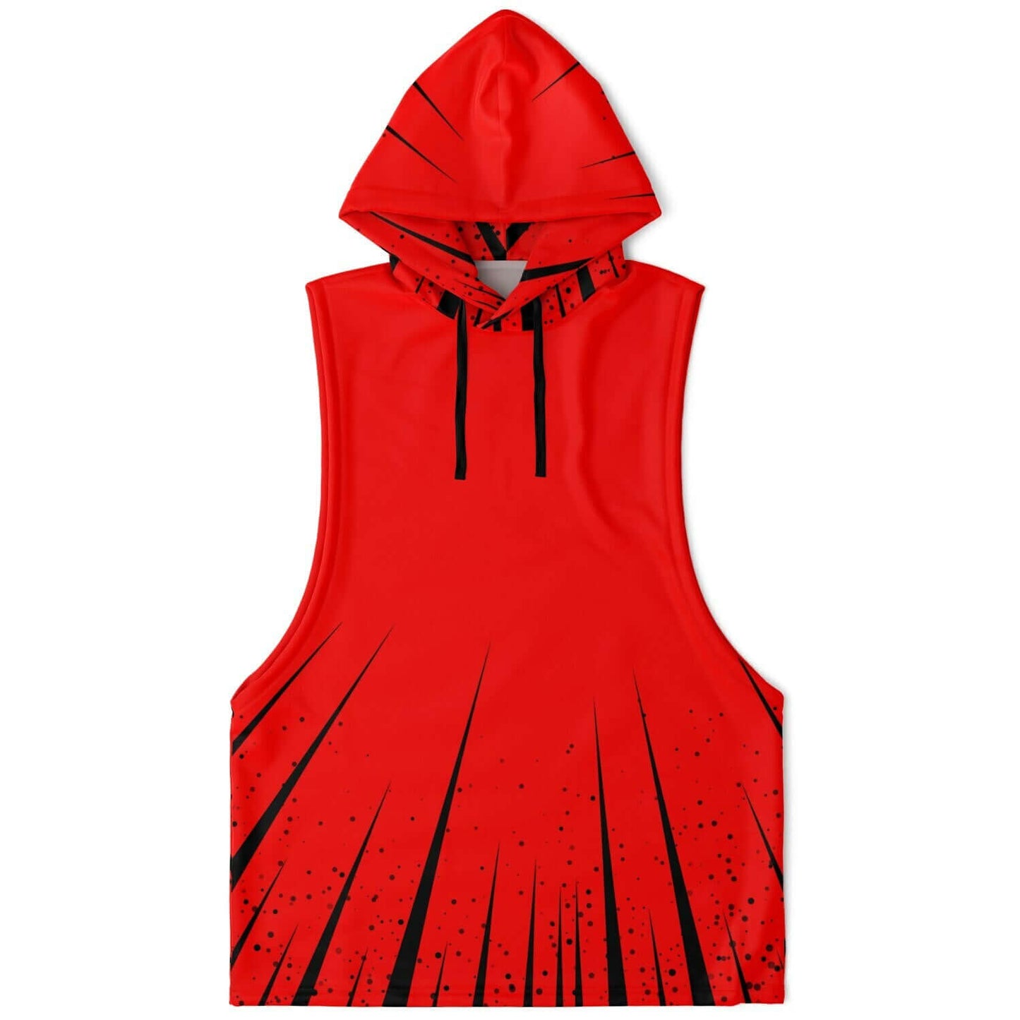 Red Sleeveless Hoodie | Black Spikes