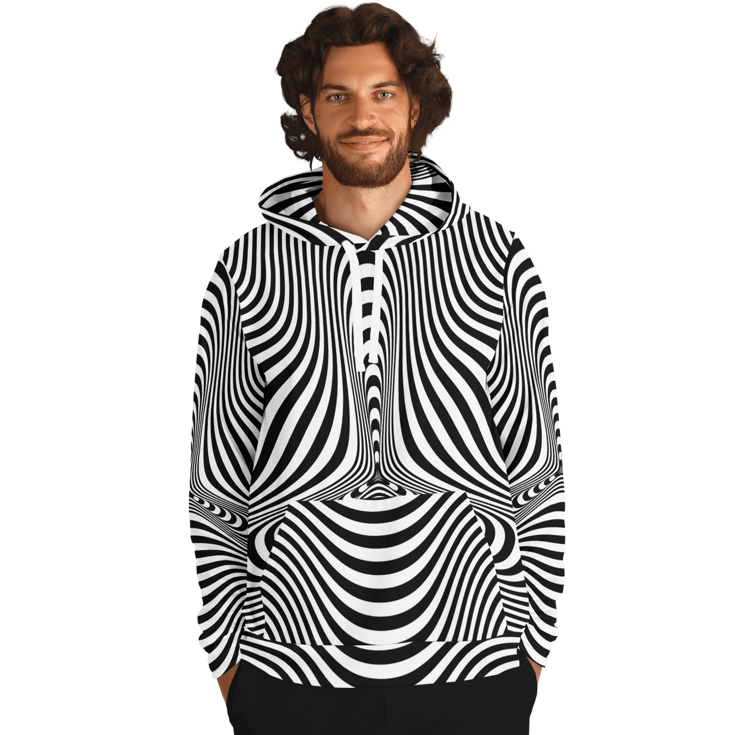 Psychedelic Hoodie | Hypnotic Pattern With Black & White Striped