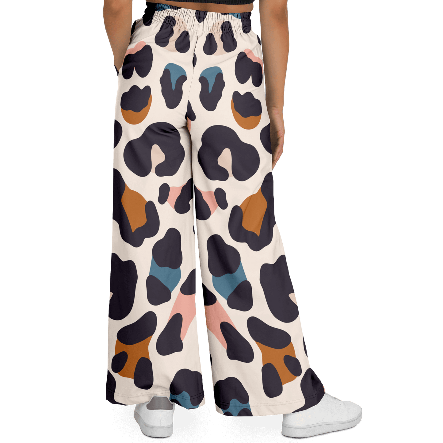 Women's Wide Leg Pants | Leopard Pastel HD Print