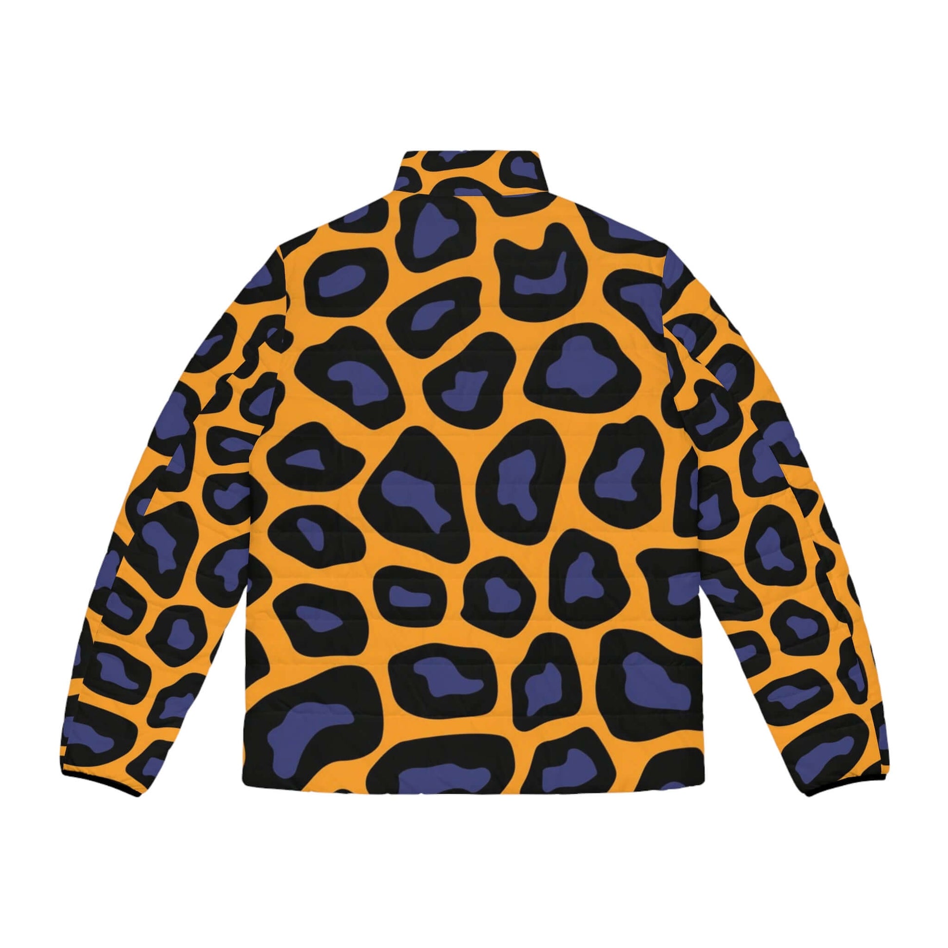 Leopard Puffer Jacket | Black Blue & Yellow