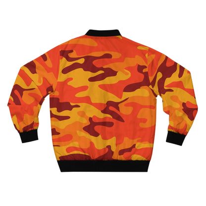 Blouson aviateur camouflage orange et rouge