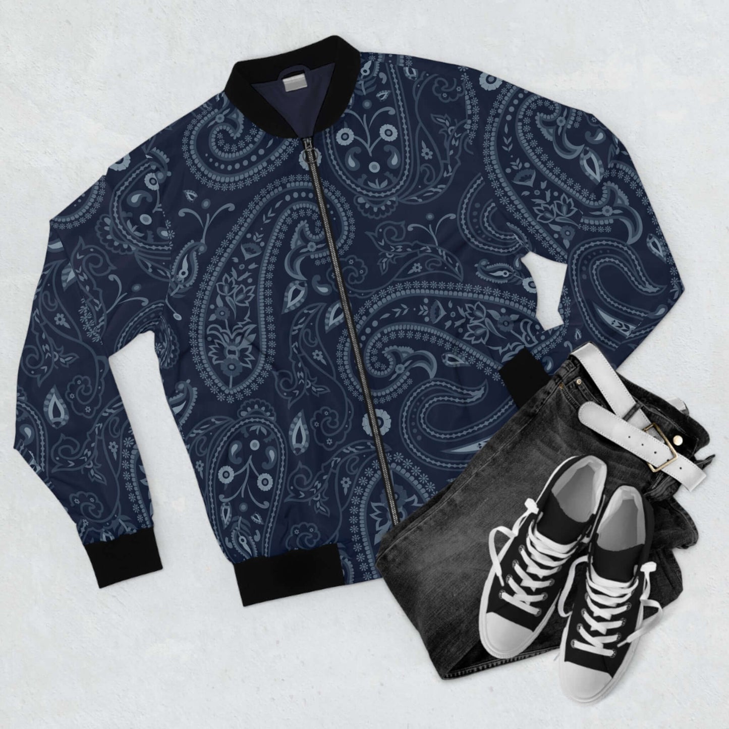 Blue Paisley Bandana Bomber Jacket