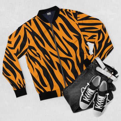 Chaqueta bomber con tigre | Naranja y negro