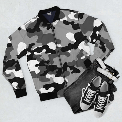 Blouson aviateur camouflage noir et blanc