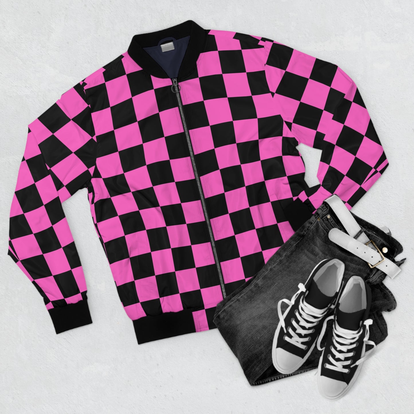 Black & Pink Bomber Jacket | Chessboard