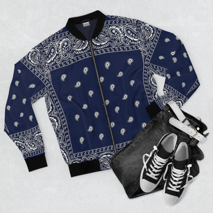 Blue Bandana Bomber Jacket | Classic Fit