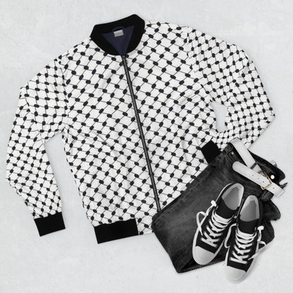 Keffiyeh Bomber Jacket | Black & White