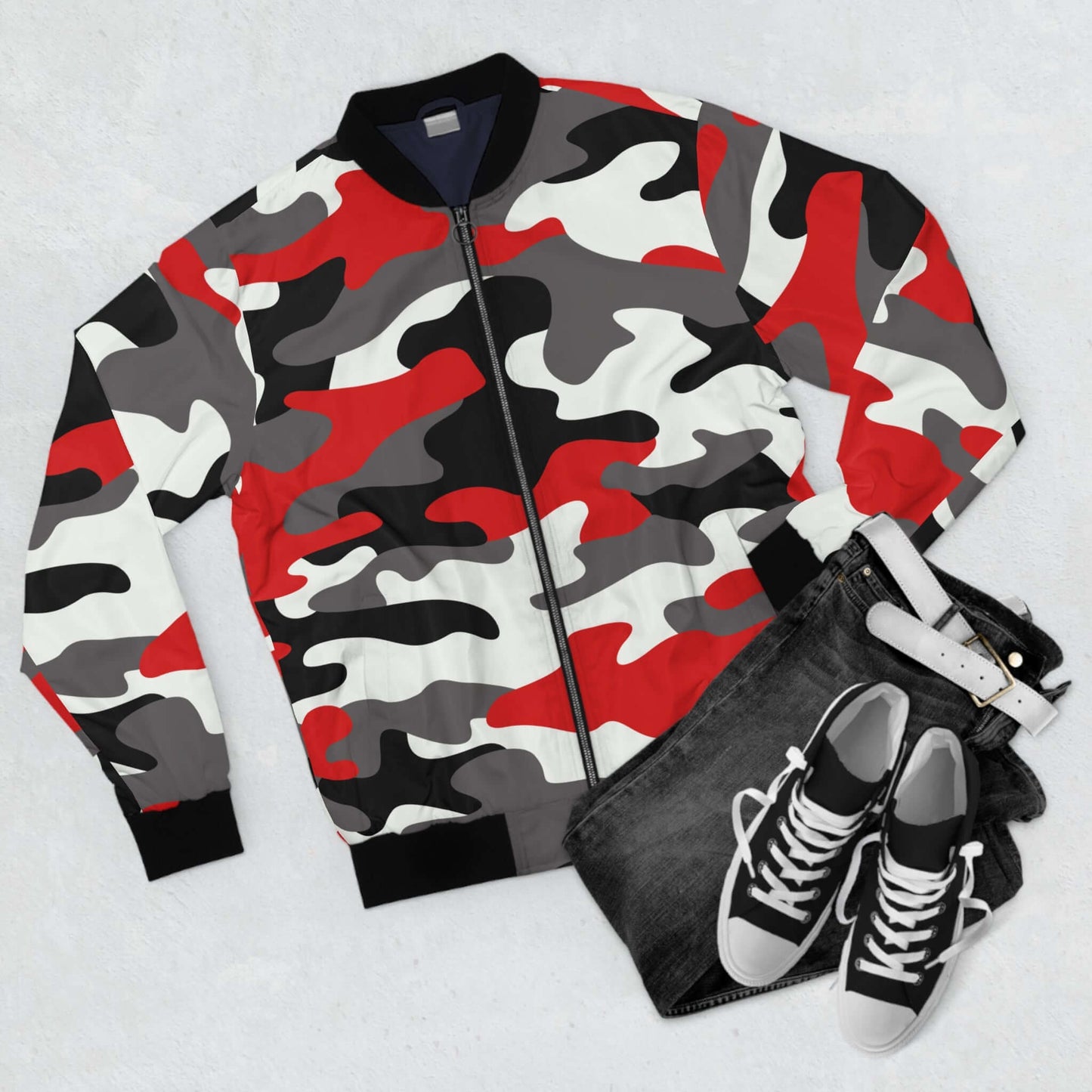 Blouson aviateur camouflage rouge noir et blanc Milano