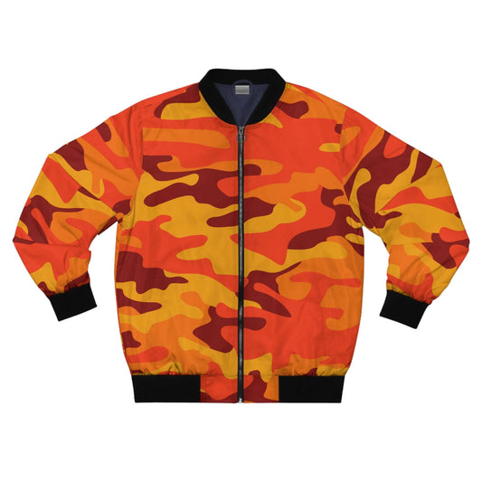 Blouson aviateur camouflage orange et rouge