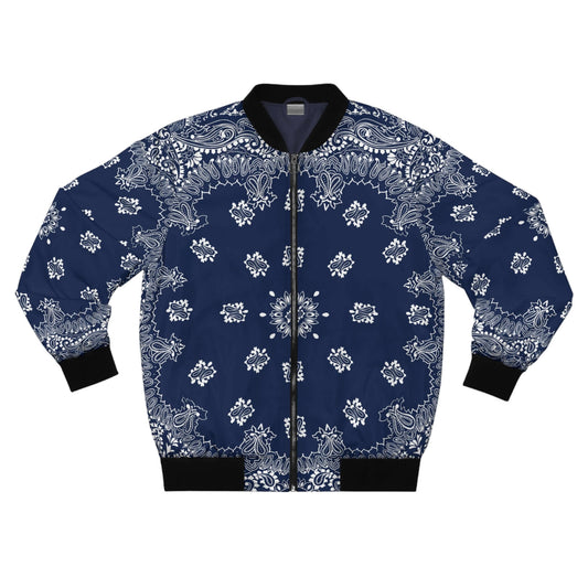 Deep Blue Paisley Bandana Bomber Jacket