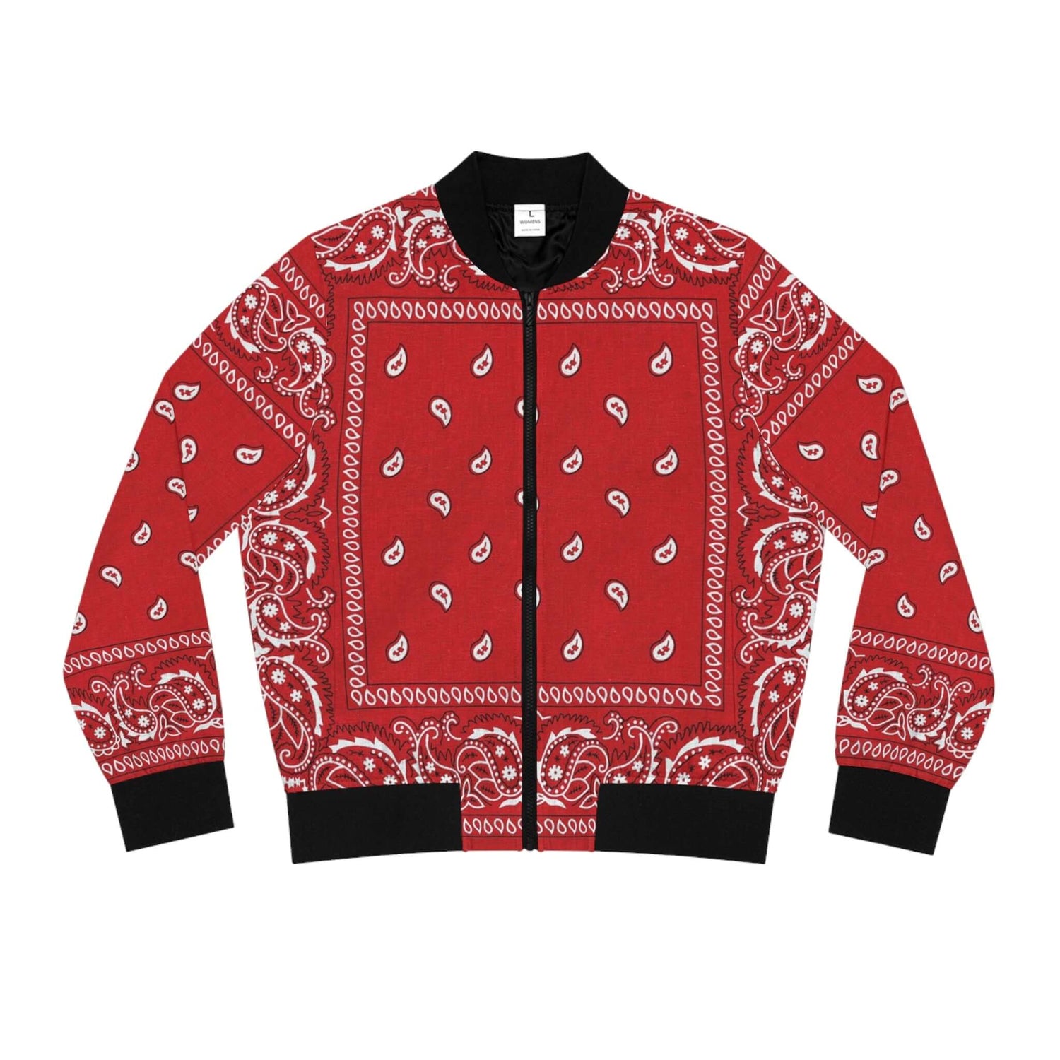 Red Bandana Bomber Jacket For Women