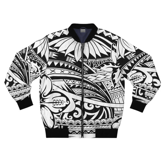 Tribal Bomber Jacket | Polynesian Black & White