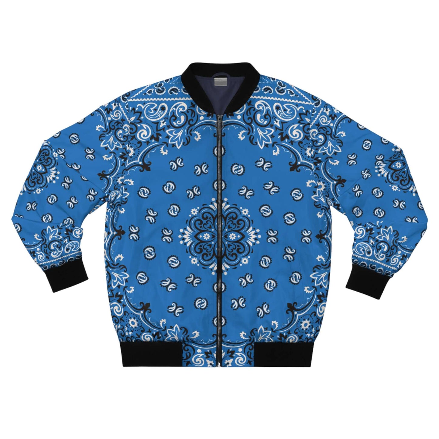 Light Blue Paisley Bandana Bomber Jacket