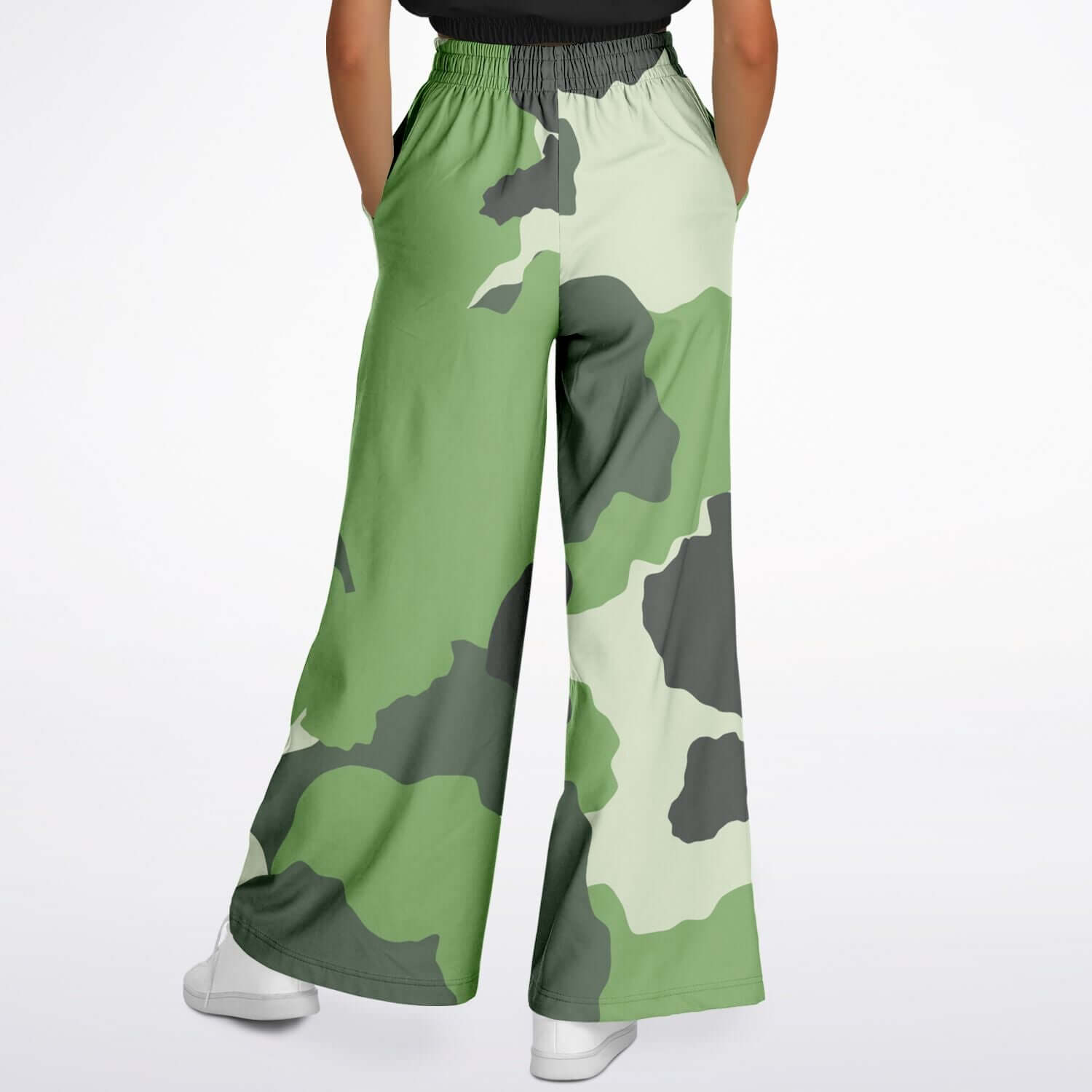 Women's Wide Leg Pants | Commando Green HD Print