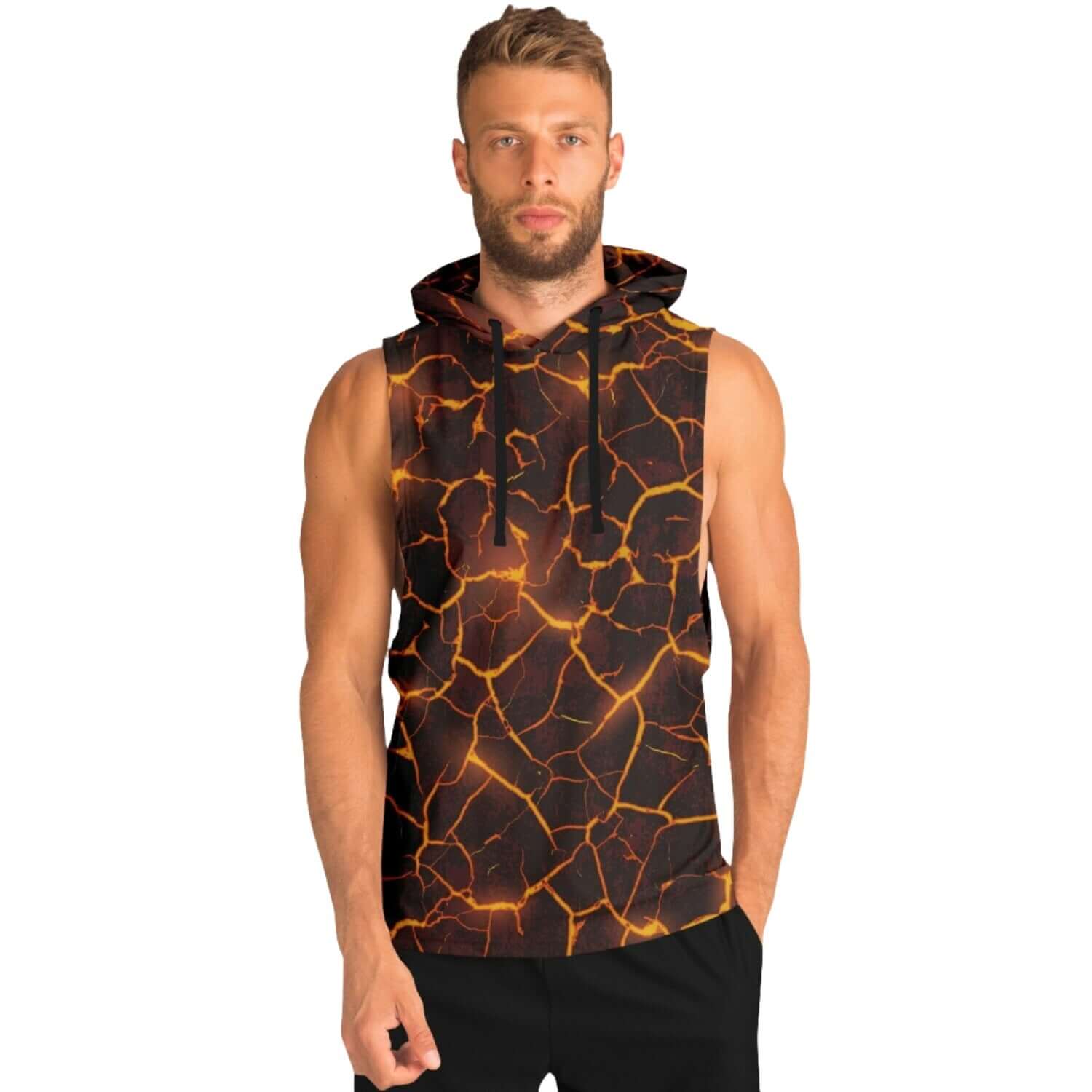 Sleeveless Hoodie For Men | Red Molten Lava