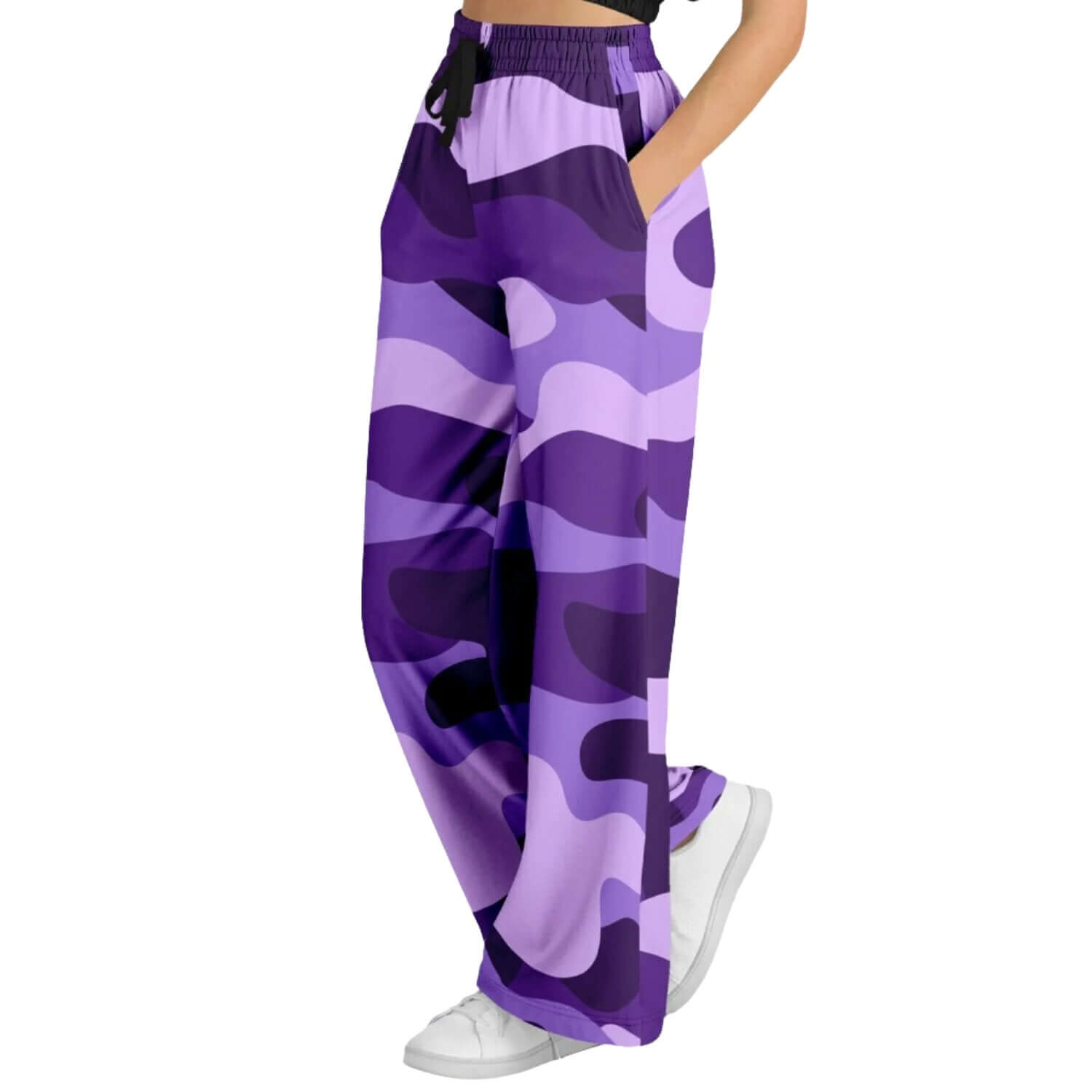 Camo Wide Leg Pants For Women | Purple Grape & Mauve