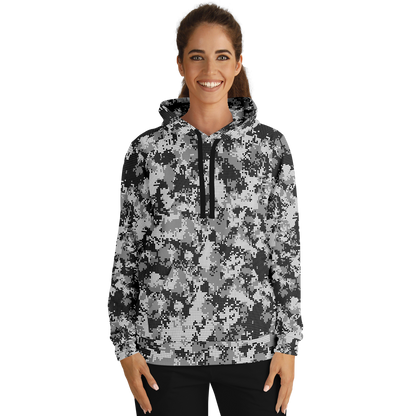 Pixel Camo Hoodie | Black & White Camouflage Pattern