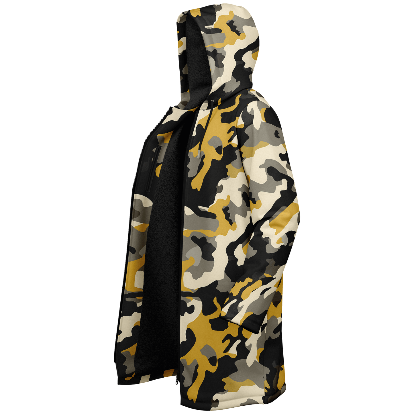 Zippered military brown and black camo cloak