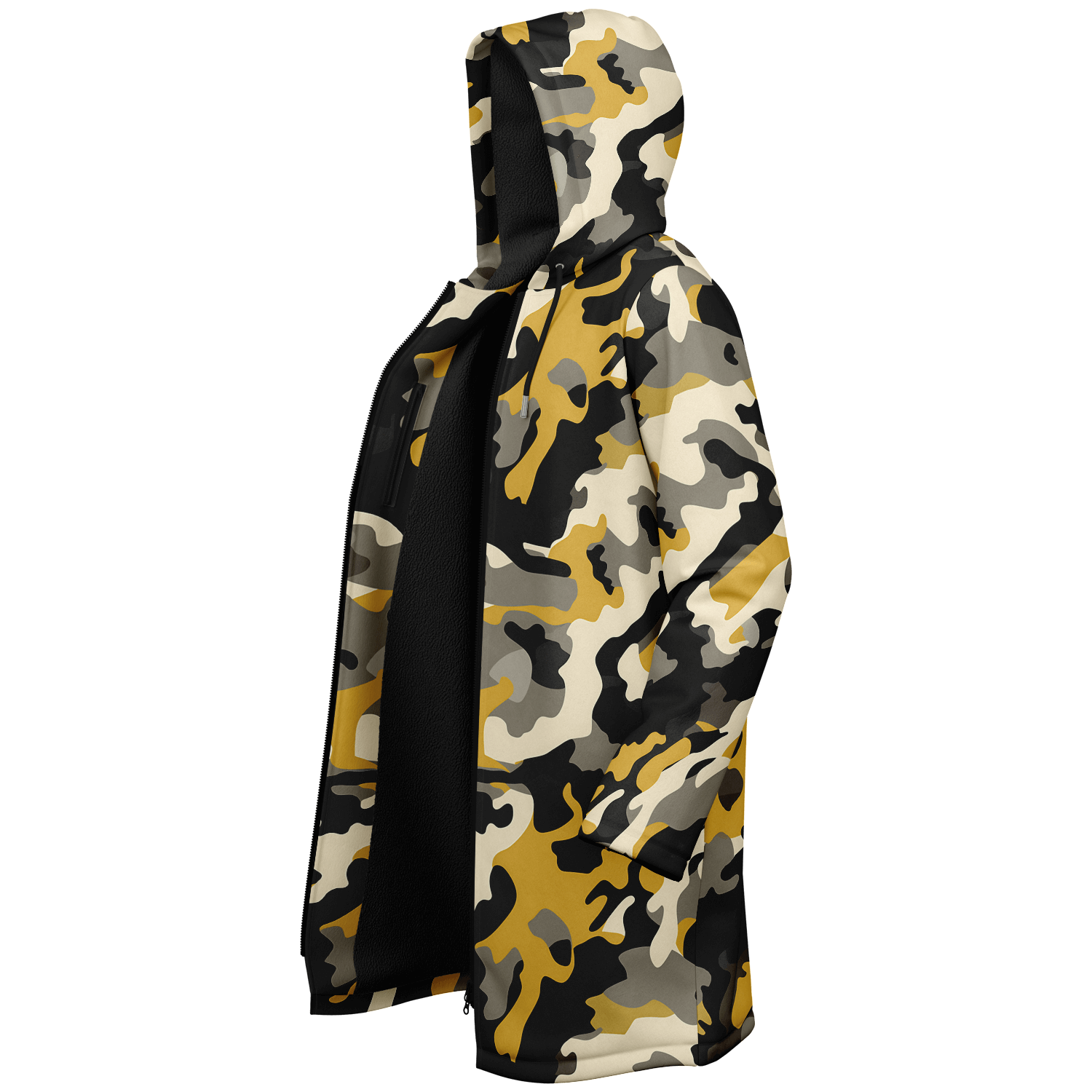 Zippered military brown and black camo cloak