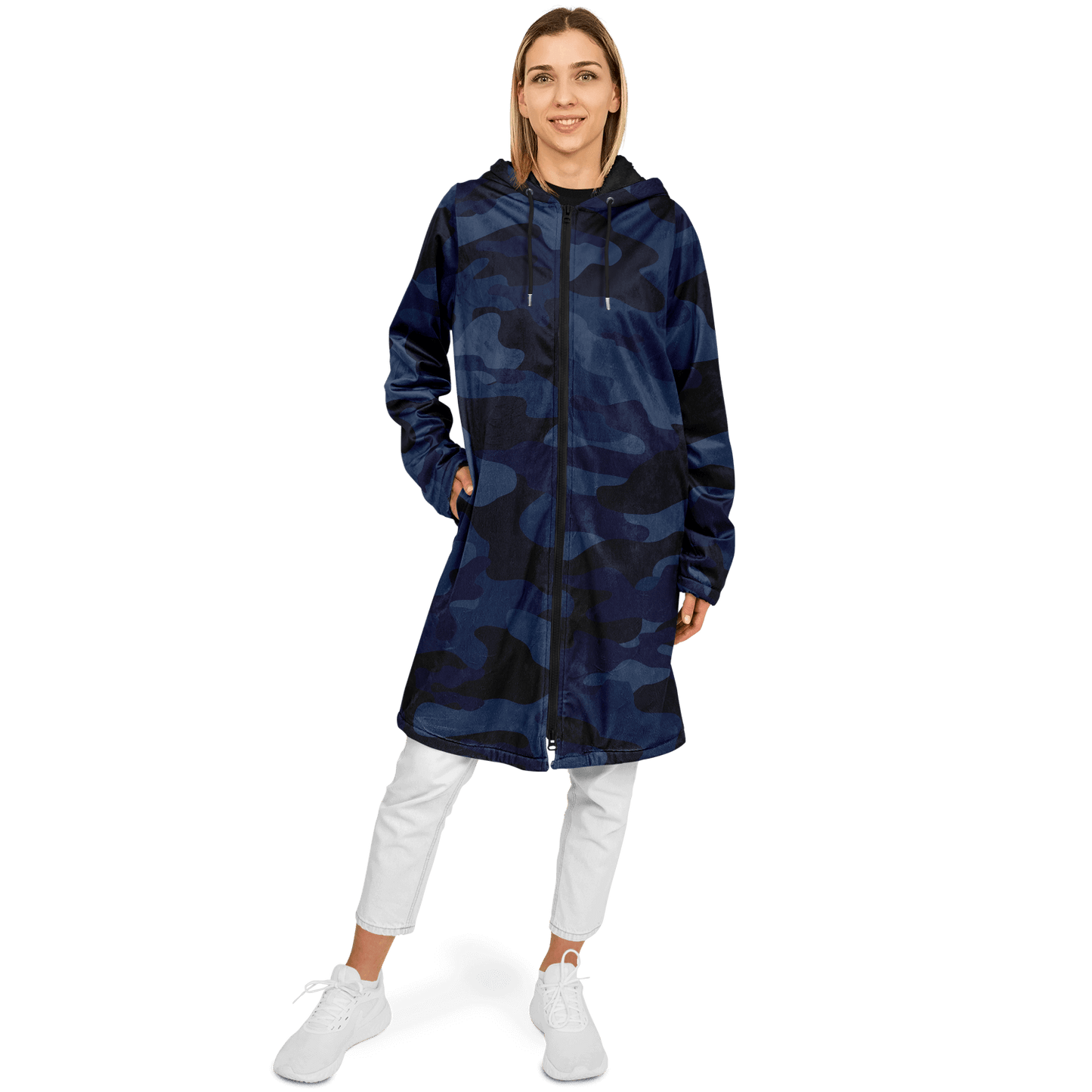 Deep Blue Camo Cloak With a Zipper