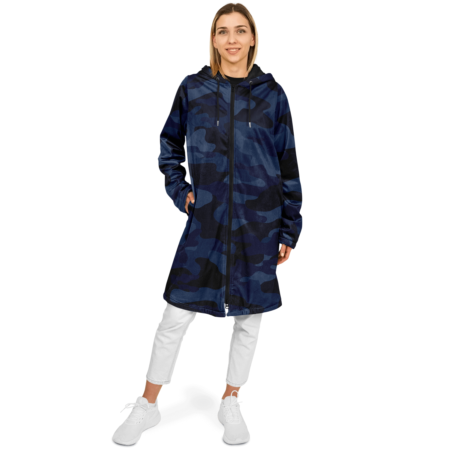 Deep Blue Camo Cloak With a Zipper