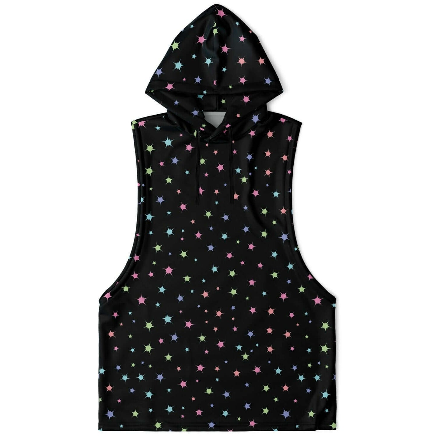 Black Sleeveless Hoodie For Men | Confetti Stars