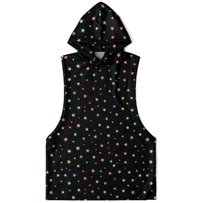 Black Sleeveless Hoodie For Men | Confetti Stars